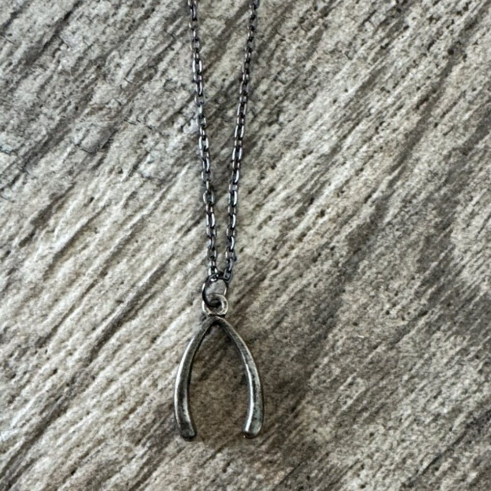 Silver Wishbone Pendant Necklace